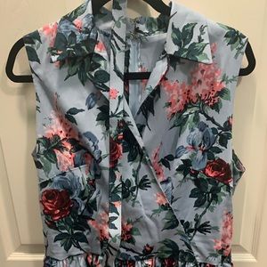 Pinup girl clothing blue floral dress 2X